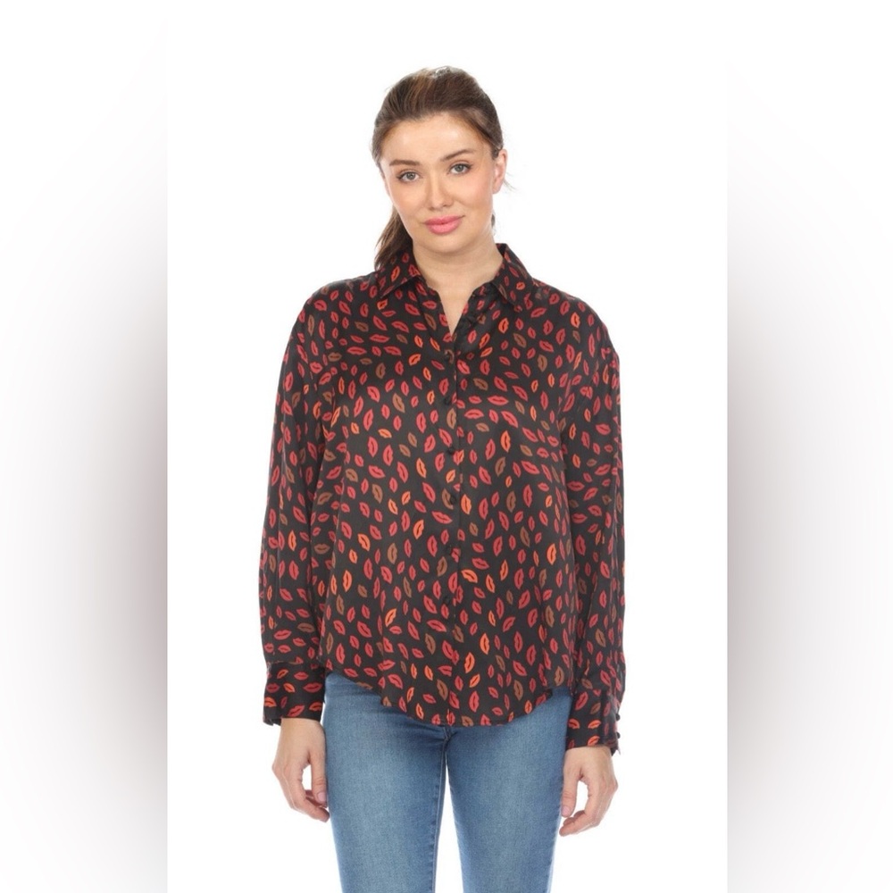 🆕 Johnny Was Workshop 100% SILK Amora Boxy Charmeuse Shirt Boho Chic NWOT - Picture 9 of 14